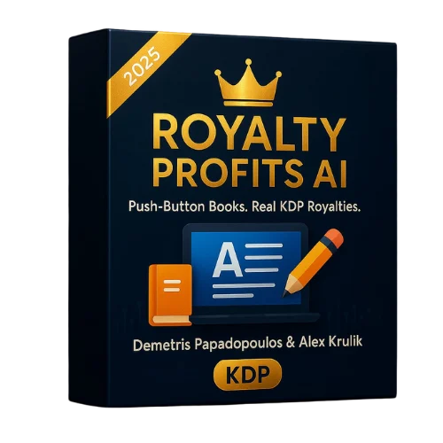 Screenshot of the Royalty Profits AI dashboard generating a KDP book